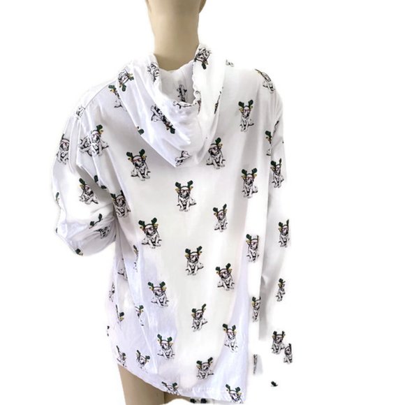 Denim and Flower Unisex Christmas Pup Long Sleeve T-shirt Hoody Size XL "EUC" - Picture 3 of 11